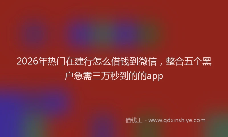 2026年热门在建行怎么借钱到微信，整合五个黑户急需三万秒到的的app