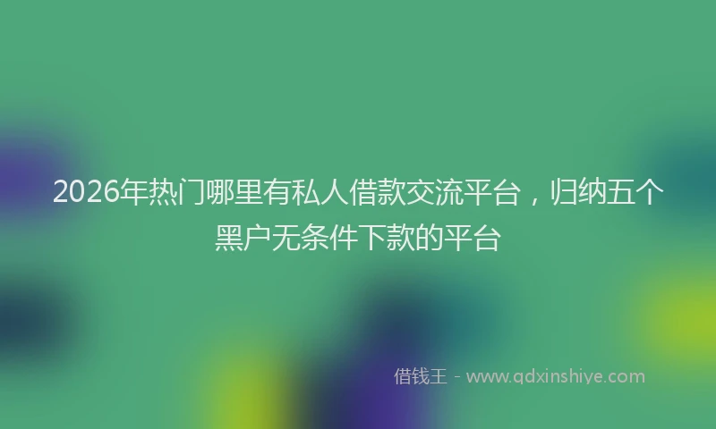 2026年热门哪里有私人借款交流平台，归纳五个黑户无条件下款的平台