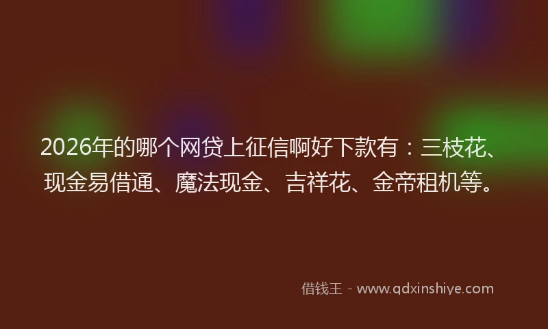 2026年的哪个网贷上征信啊好下款有：三枝花、现金易借通、魔法现金、吉祥花、金帝租机等。