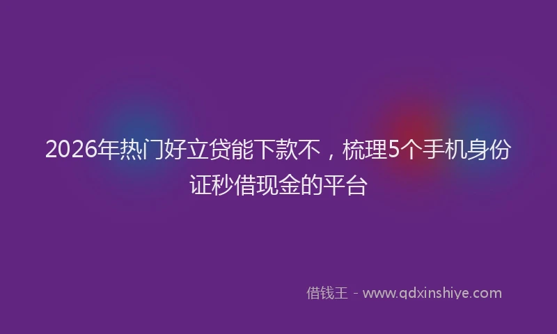 2026年热门好立贷能下款不，梳理5个手机身份证秒借现金的平台