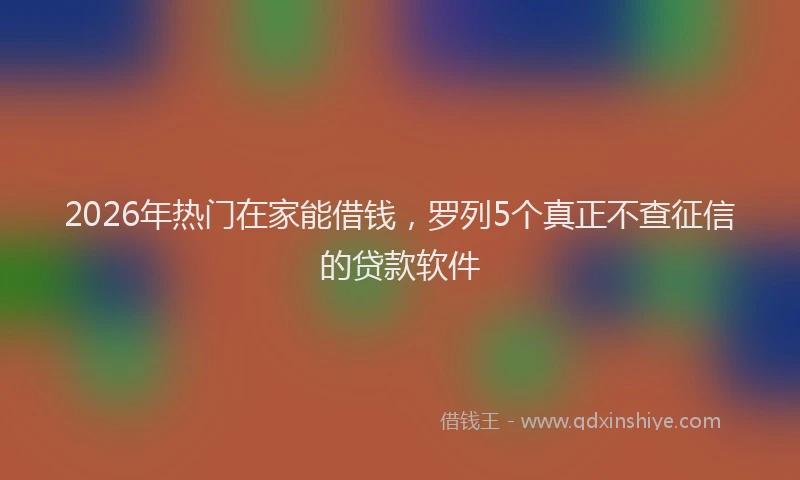 2026年热门在家能借钱，罗列5个真正不查征信的贷款软件