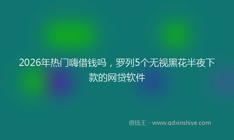 2026年热门嗨借钱吗，罗列5个无视黑花半夜下款的网贷软件
