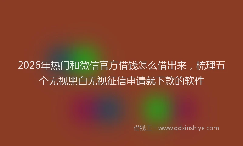 2026年热门和微信官方借钱怎么借出来，梳理五个无视黑白无视征信申请就下款的软件