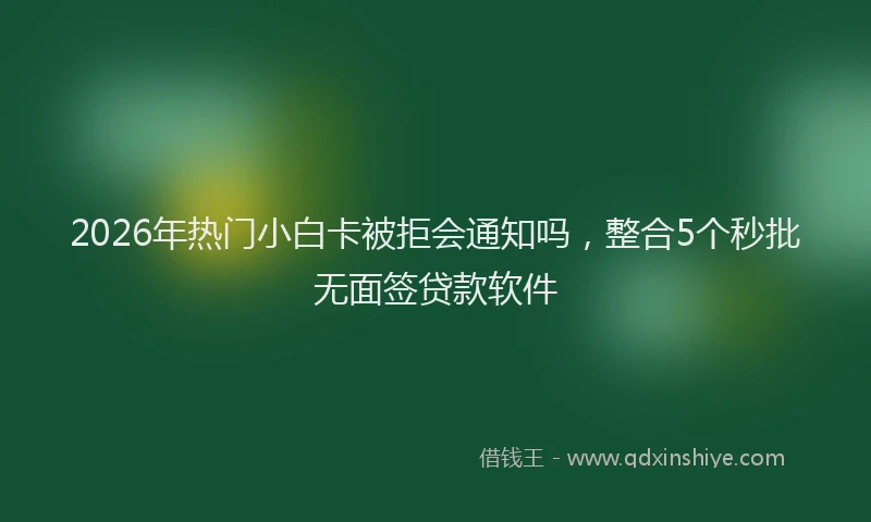 2026年热门小白卡被拒会通知吗，整合5个秒批无面签贷款软件