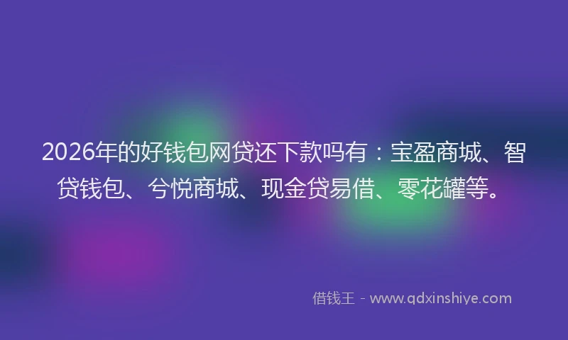 2026年的好钱包网贷还下款吗有：宝盈商城、智贷钱包、兮悦商城、现金贷易借、零花罐等。