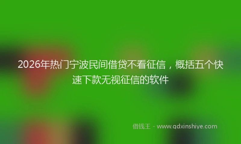 2026年热门宁波民间借贷不看征信，概括五个快速下款无视征信的软件