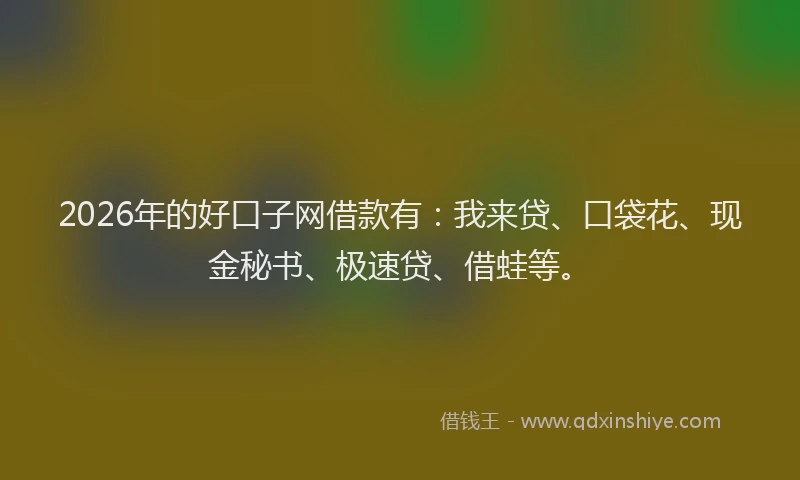 2026年的好口子网借款有：我来贷、口袋花、现金秘书、极速贷、借蛙等。