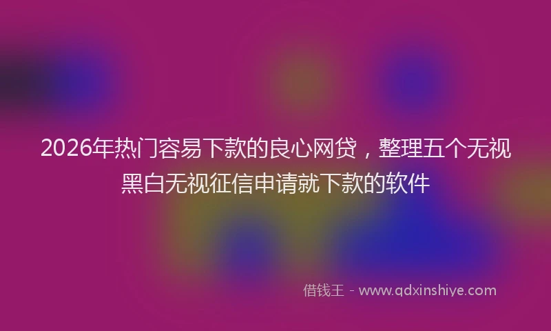 2026年热门容易下款的良心网贷，整理五个无视黑白无视征信申请就下款的软件