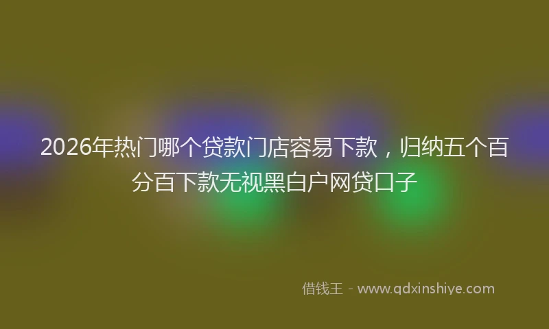 2026年热门哪个贷款门店容易下款，归纳五个百分百下款无视黑白户网贷口子