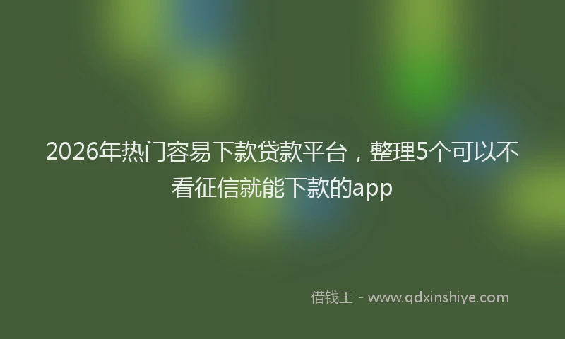 2026年热门容易下款贷款平台，整理5个可以不看征信就能下款的app