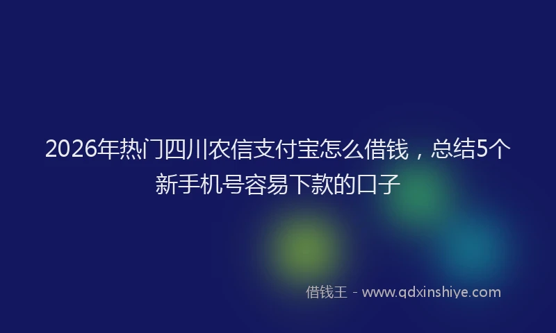 2026年热门四川农信支付宝怎么借钱，总结5个新手机号容易下款的口子
