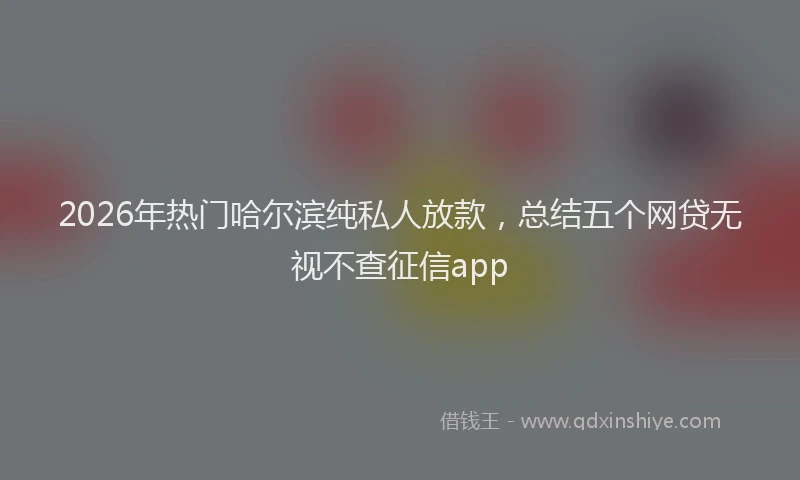 2026年热门哈尔滨纯私人放款，总结五个网贷无视不查征信app