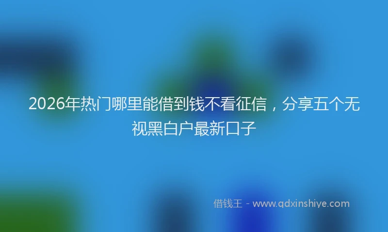 2026年热门哪里能借到钱不看征信，分享五个无视黑白户最新口子
