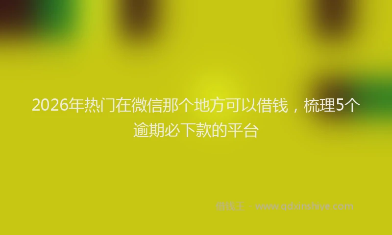 2026年热门在微信那个地方可以借钱，梳理5个逾期必下款的平台
