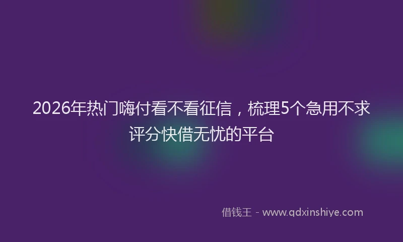 2026年热门嗨付看不看征信，梳理5个急用不求评分快借无忧的平台