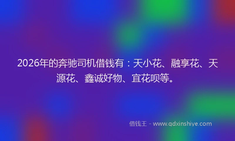 2026年的奔驰司机借钱有：天小花、融享花、天源花、鑫诚好物、宜花呗等。