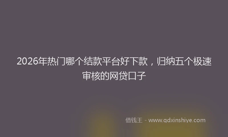 2026年热门哪个结款平台好下款，归纳五个极速审核的网贷口子