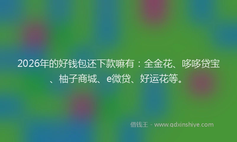 2026年的好钱包还下款嘛有：全金花、哆哆贷宝、柚子商城、e微贷、好运花等。