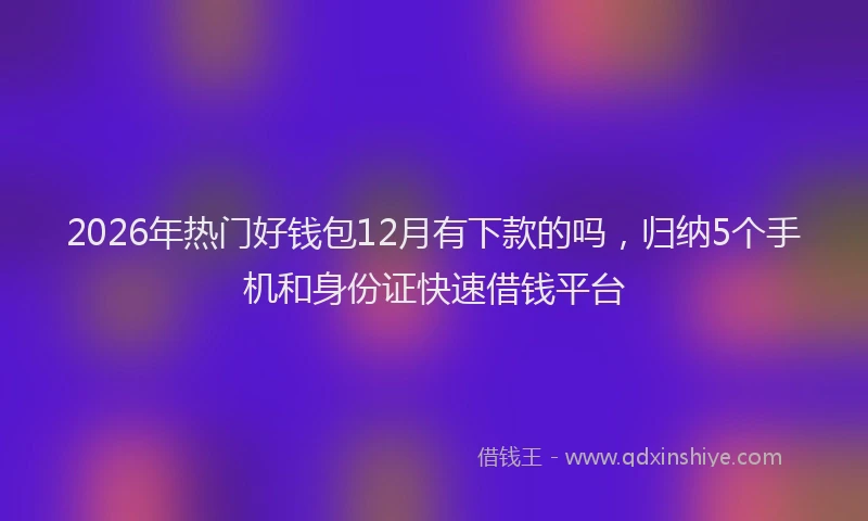 2026年热门好钱包12月有下款的吗，归纳5个手机和身份证快速借钱平台