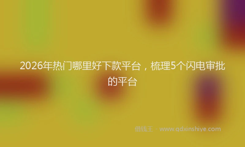 2026年热门哪里好下款平台，梳理5个闪电审批的平台