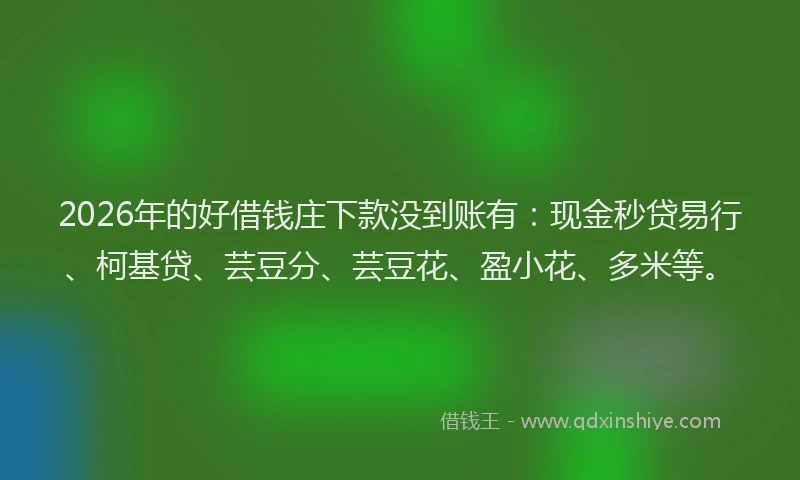 2026年的好借钱庄下款没到账有：现金秒贷易行、柯基贷、芸豆分、芸豆花、盈小花、多米等。