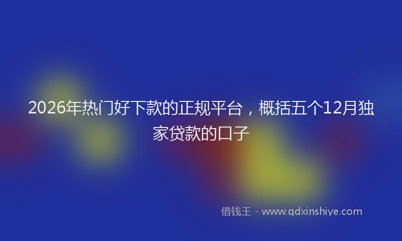 2026年热门好下款的正规平台，概括五个12月独家贷款的口子