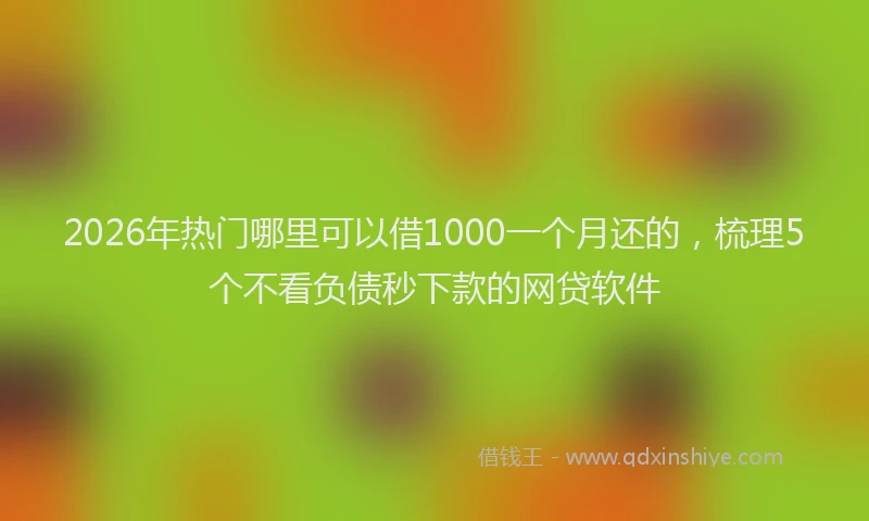 2026年热门哪里可以借1000一个月还的，梳理5个不看负债秒下款的网贷软件