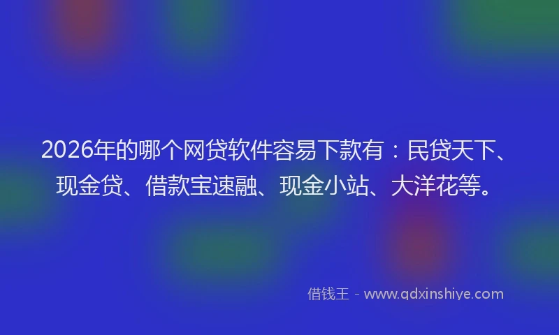 2026年的哪个网贷软件容易下款有：民贷天下、现金贷、借款宝速融、现金小站、大洋花等。