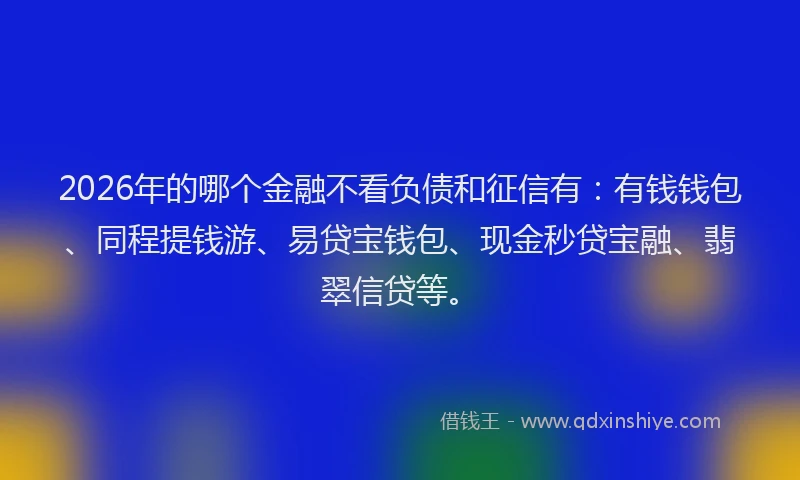 2026年的哪个金融不看负债和征信有：有钱钱包、同程提钱游、易贷宝钱包、现金秒贷宝融、翡翠信贷等。