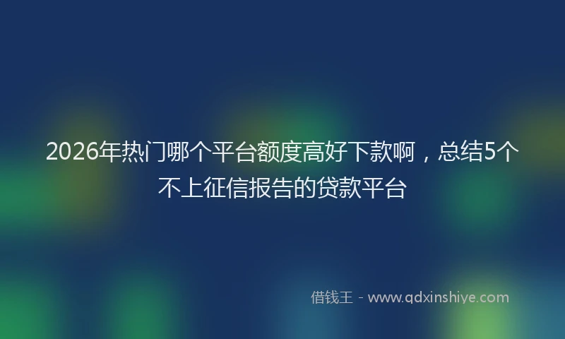 2026年热门哪个平台额度高好下款啊，总结5个不上征信报告的贷款平台