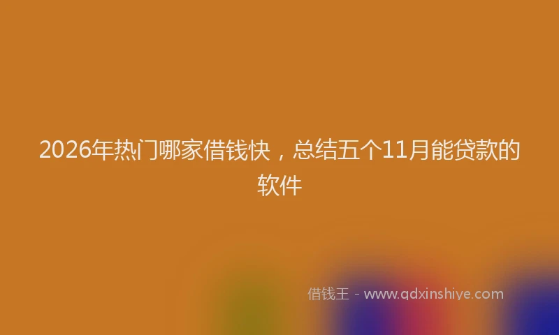 2026年热门哪家借钱快，总结五个11月能贷款的软件