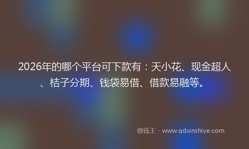 2026年的哪个平台可下款有：天小花、现金超人、桔子分期、钱袋易借、借款易融等。
