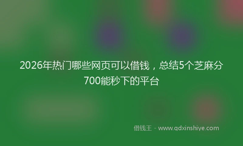 2026年热门哪些网页可以借钱，总结5个芝麻分700能秒下的平台