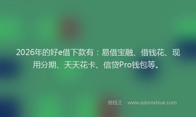 2026年的好e借下款有：易借宝融、借钱花、现用分期、天天花卡、信贷Pro钱包等。