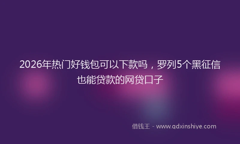 2026年热门好钱包可以下款吗，罗列5个黑征信也能贷款的网贷口子