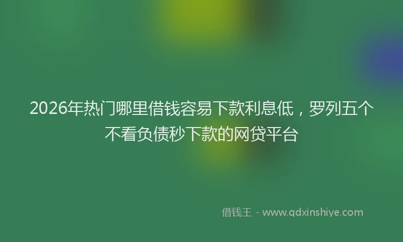 2026年热门哪里借钱容易下款利息低，罗列五个不看负债秒下款的网贷平台