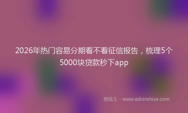 2026年热门容易分期看不看征信报告，梳理5个5000块贷款秒下app