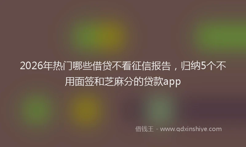 2026年热门哪些借贷不看征信报告，归纳5个不用面签和芝麻分的贷款app