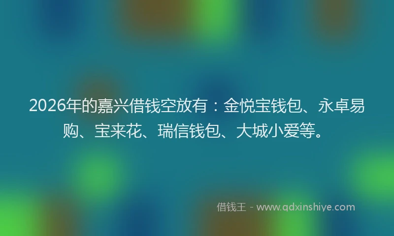 2026年的嘉兴借钱空放有：金悦宝钱包、永卓易购、宝来花、瑞信钱包、大城小爱等。
