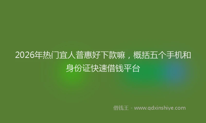 2026年热门宜人普惠好下款嘛，概括五个手机和身份证快速借钱平台