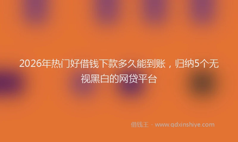 2026年热门好借钱下款多久能到账，归纳5个无视黑白的网贷平台