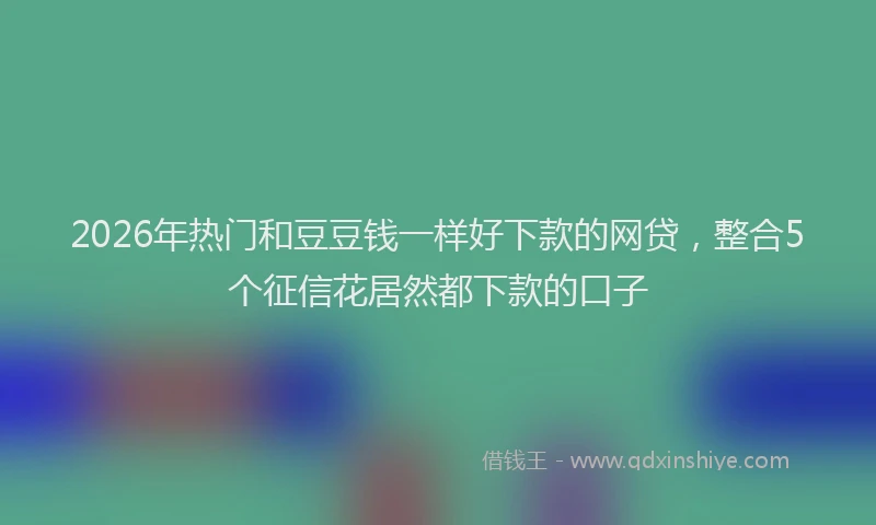2026年热门和豆豆钱一样好下款的网贷，整合5个征信花居然都下款的口子