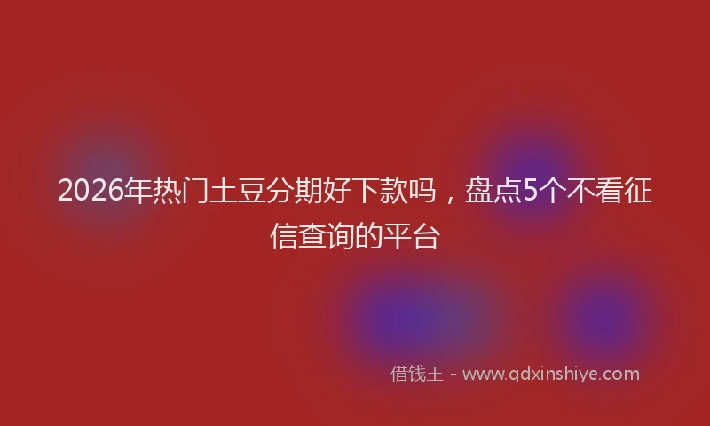 2026年热门土豆分期好下款吗，盘点5个不看征信查询的平台