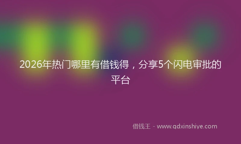 2026年热门哪里有借钱得，分享5个闪电审批的平台