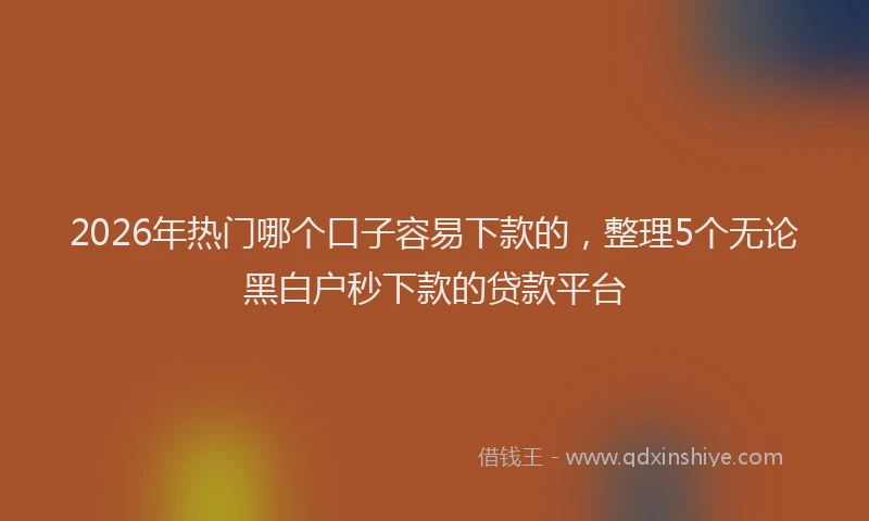 2026年热门哪个口子容易下款的，整理5个无论黑白户秒下款的贷款平台