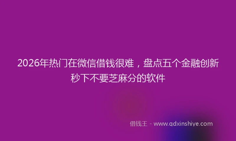 2026年热门在微信借钱很难，盘点五个金融创新秒下不要芝麻分的软件