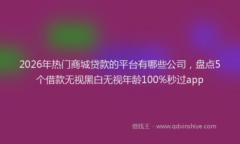 2026年热门商城贷款的平台有哪些公司，盘点5个借款无视黑白无视年龄100%秒过app