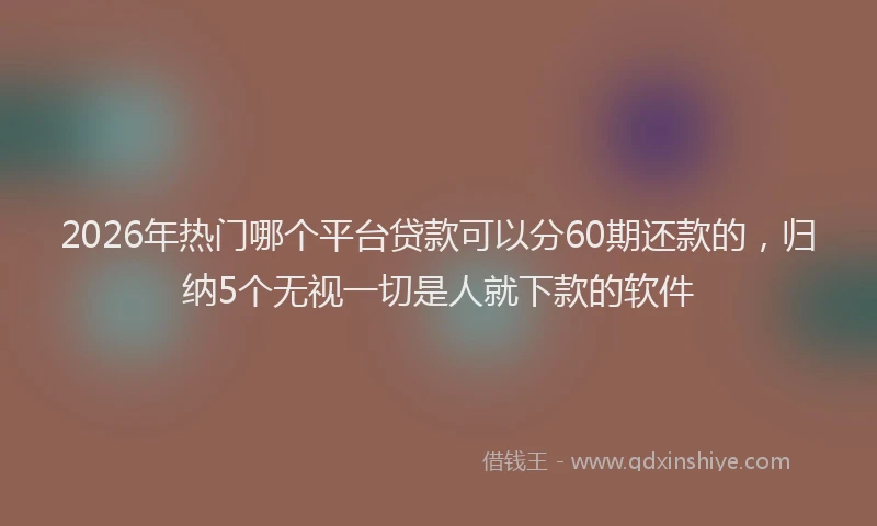 2026年热门哪个平台贷款可以分60期还款的，归纳5个无视一切是人就下款的软件