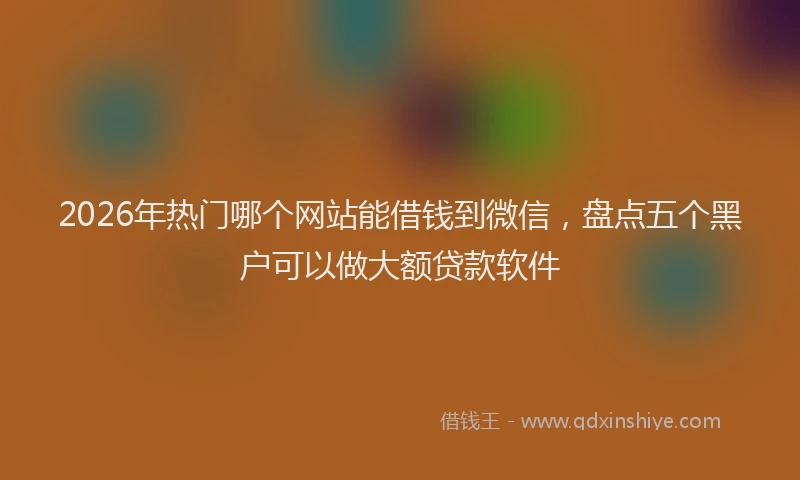 2026年热门哪个网站能借钱到微信，盘点五个黑户可以做大额贷款软件