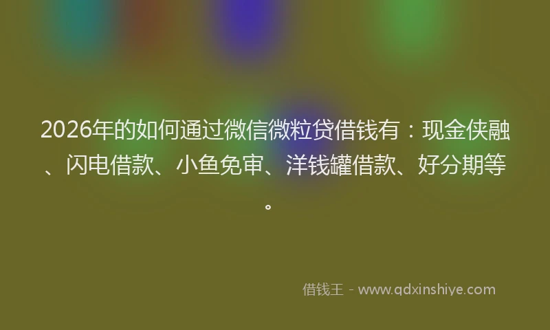 2026年的如何通过微信微粒贷借钱有：现金侠融、闪电借款、小鱼免审、洋钱罐借款、好分期等。